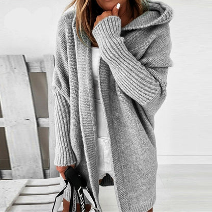 Damen Strick-Cardigan mit Kapuze – Kuscheliger Oversize Style für Herbst & Winter