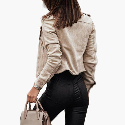 Damen Bikerjacke Modern Kurzblazer Freizeit Stilvoll