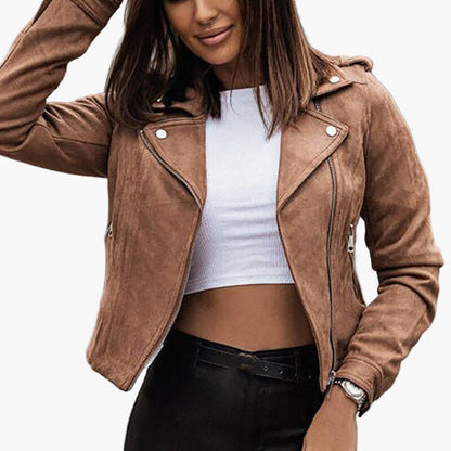 Damen Bikerjacke Modern Kurzblazer Freizeit Stilvoll