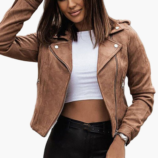 Damen Bikerjacke Modern Kurzblazer Freizeit Stilvoll