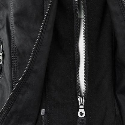 Damen Kunstlederjacke mit Kapuze – Modischer Allrounder für Alltag und Freizeit
