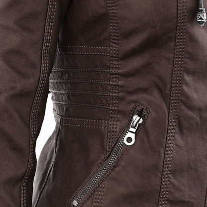 Damen Kunstlederjacke mit Kapuze – Modischer Allrounder für Alltag und Freizeit