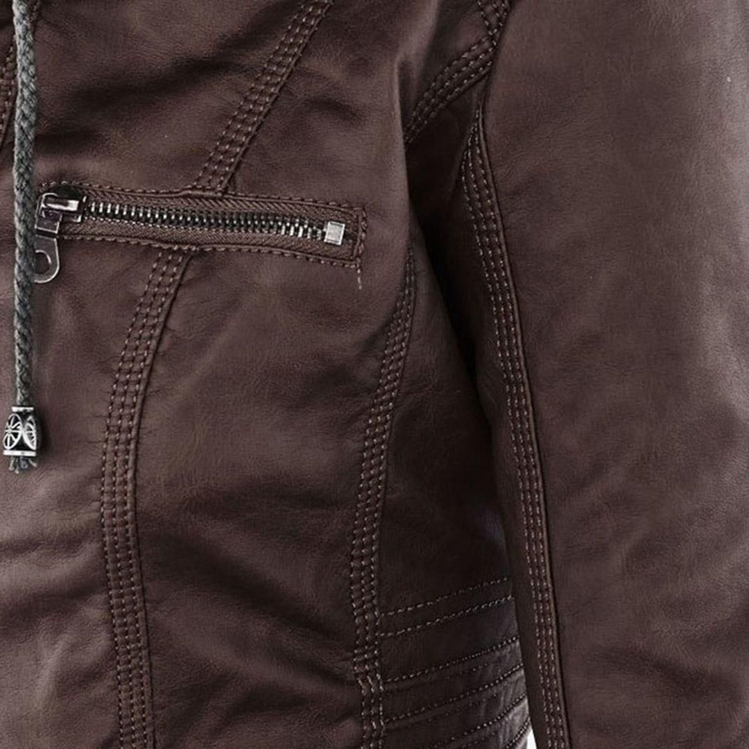Damen Herbstjacke mit Kapuze – Modische Vegan-Lederjacke für Alltag & Freizeit