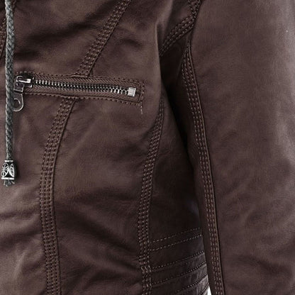Damen Kunstlederjacke mit Kapuze – Modischer Allrounder für Alltag und Freizeit