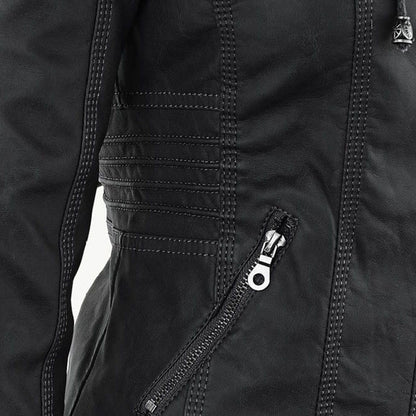 Damen Kunstlederjacke mit Kapuze – Modischer Allrounder für Alltag und Freizeit