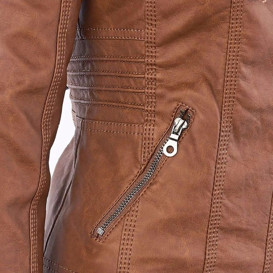 Damen Herbstjacke mit Kapuze – Modische Vegan-Lederjacke für Alltag & Freizeit