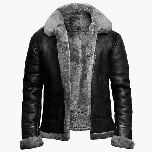 Herren Winter Fliegerjacke mit Fellkragen – Stilvolle Lederjacke für kalte Tage