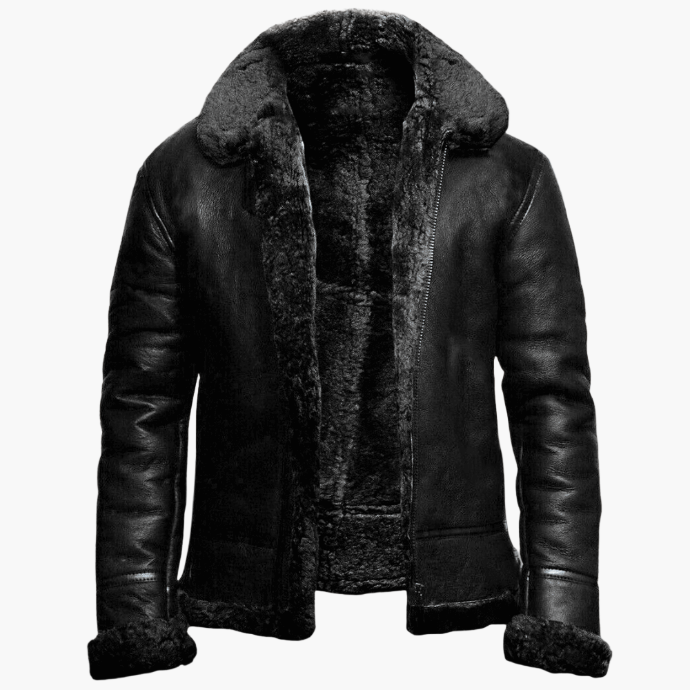Herren Winter Fliegerjacke mit Fellkragen – Stilvolle Lederjacke für kalte Tage
