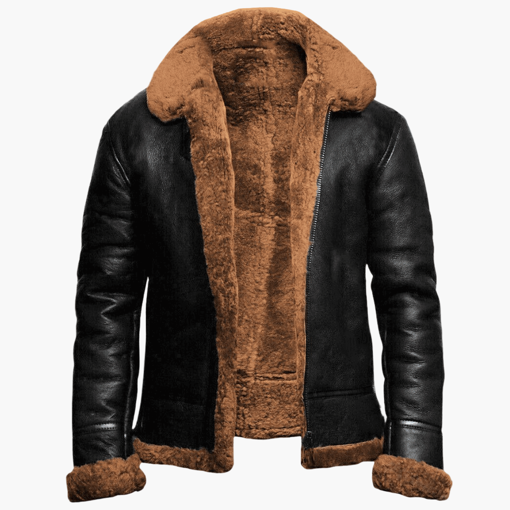 Herren Winter Fliegerjacke mit Fellkragen – Stilvolle Lederjacke für kalte Tage