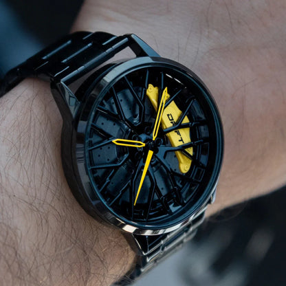Sommerliche Herrenuhr im Sportfelgen-Design – Armbanduhr für Männer, auffälliger Look für Freizeit & Urlaub