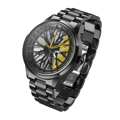 Sommerliche Herrenuhr im Sportfelgen-Design – Armbanduhr für Männer, auffälliger Look für Freizeit & Urlaub
