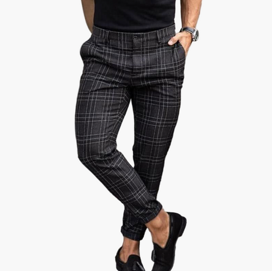 Herren Chinohose Modern Slim Fit Kariert – Stilvolle Business & Freizeit Hose