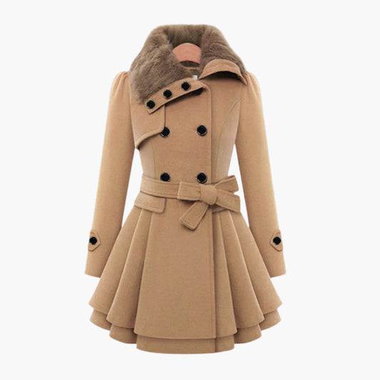 Damen Wintermantel mit Kunstfellkragen – Eleganter Trenchcoat für Alltag & besondere Anlässe