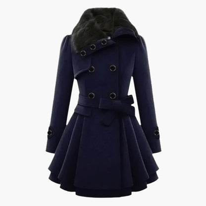 Damen Wintermantel mit Kunstfellkragen – Eleganter Trenchcoat für Alltag & besondere Anlässe