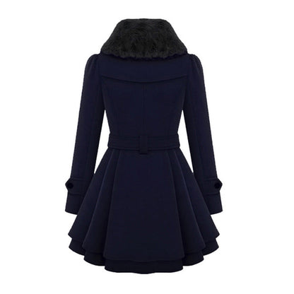 Damen Wintermantel mit Kunstfellkragen – Eleganter Trenchcoat für Alltag & besondere Anlässe