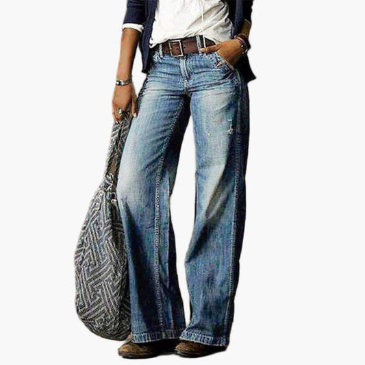 Damen Jeans mit Hoher Taille und Weiten Beinen – Vintage Stil, Bequeme Passform, Modisch für Alltag und Freizeit
