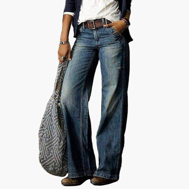 Damen Jeans mit Hoher Taille und Weiten Beinen – Vintage Stil, Bequeme Passform, Modisch für Alltag und Freizeit