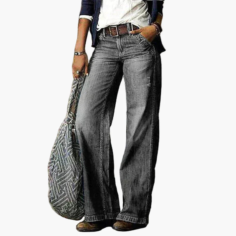 Damen Jeans mit Hoher Taille und Weiten Beinen – Vintage Stil, Bequeme Passform, Modisch für Alltag und Freizeit