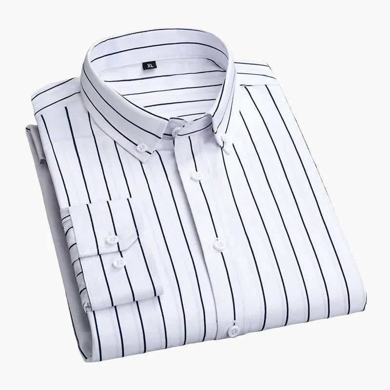 Herren Business Freizeithemd mit Streifenmuster – Klassisches Langarmhemd für Büro und Alltag