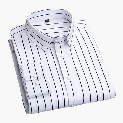 Herren Business Freizeithemd mit Streifenmuster – Klassisches Langarmhemd für Büro und Alltag