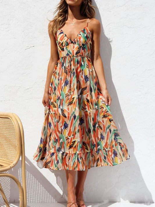 Donna – Damenkleid mit Blumenmuster und Rüschen