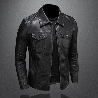 Herren Kunstlederjacke im klassischen Biker-Stil – Elegante Übergangsjacke für Alltag & Freizeit
