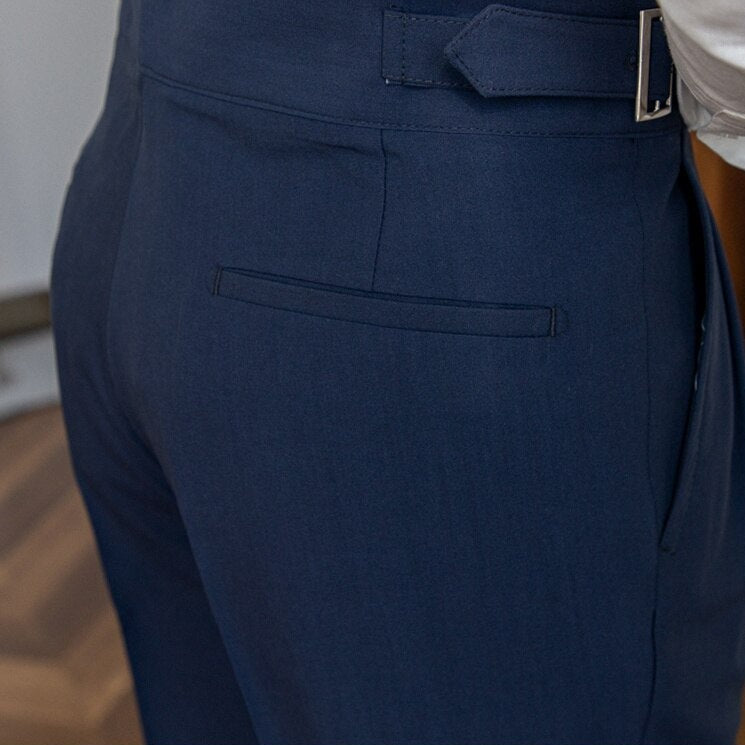 Herren High-Waist Anzughose mit Bundfalte und verstellbarem Bund – Eleganter Business- und Freizeitstil