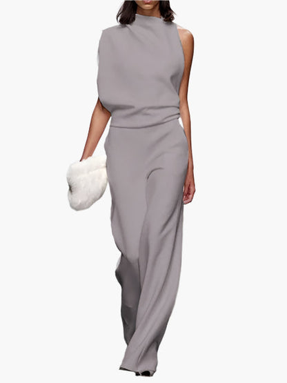 Damen Jumpsuit Elegant – Ärmellos, Weites Bein, Stilvoll für Büro & Alltag