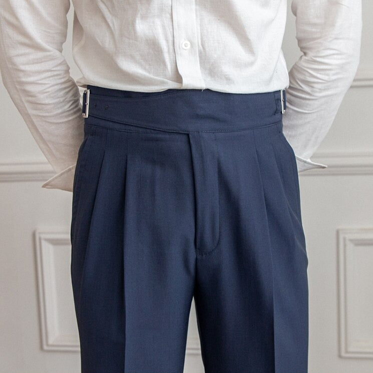 Herren High-Waist Anzughose mit Bundfalte und verstellbarem Bund – Eleganter Business- und Freizeitstil