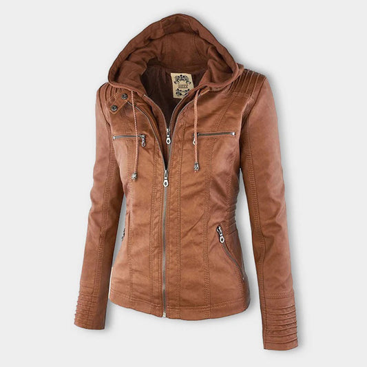 Damen Kunstlederjacke mit Kapuze – Modischer Allrounder für Alltag und Freizeit