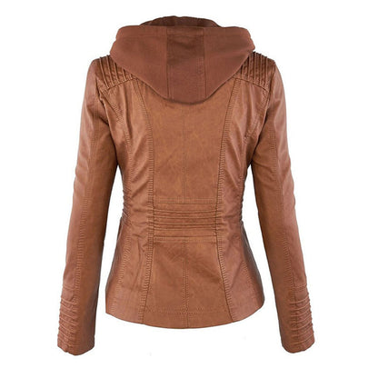Damen Kunstlederjacke mit Kapuze – Modischer Allrounder für Alltag und Freizeit