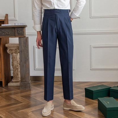 Herren High-Waist Anzughose mit Bundfalte und verstellbarem Bund – Eleganter Business- und Freizeitstil