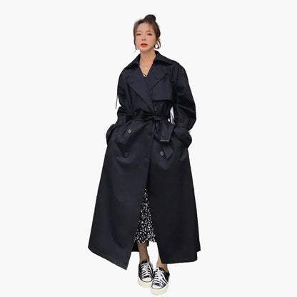 Damen Trenchcoat – Oversized, Doppelreihig, Langer Mantel für Alltag und Business