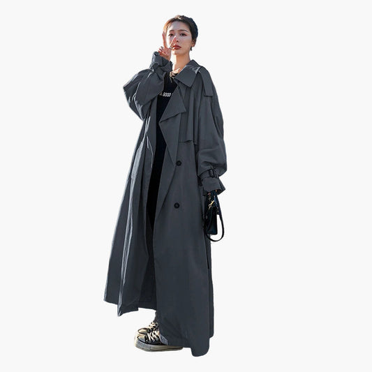 Damen Trenchcoat – Oversized, Doppelreihig, Langer Mantel für Alltag und Business