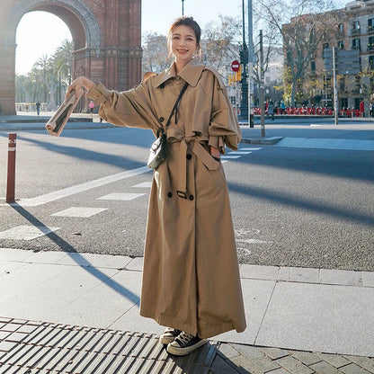 Damen Trenchcoat – Oversized, Doppelreihig, Langer Mantel für Alltag und Business