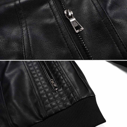 Herren Urban Streetwear Kunstlederjacke mit abnehmbarer Kapuze – Modernes Design für Alltag & Freizeit