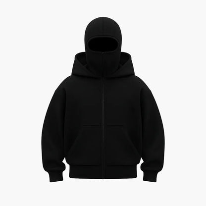 Unisex Streetwear Techwear Hoodie mit integrierter Gesichtsmaske – Urban Style für Alltag und Outdoor