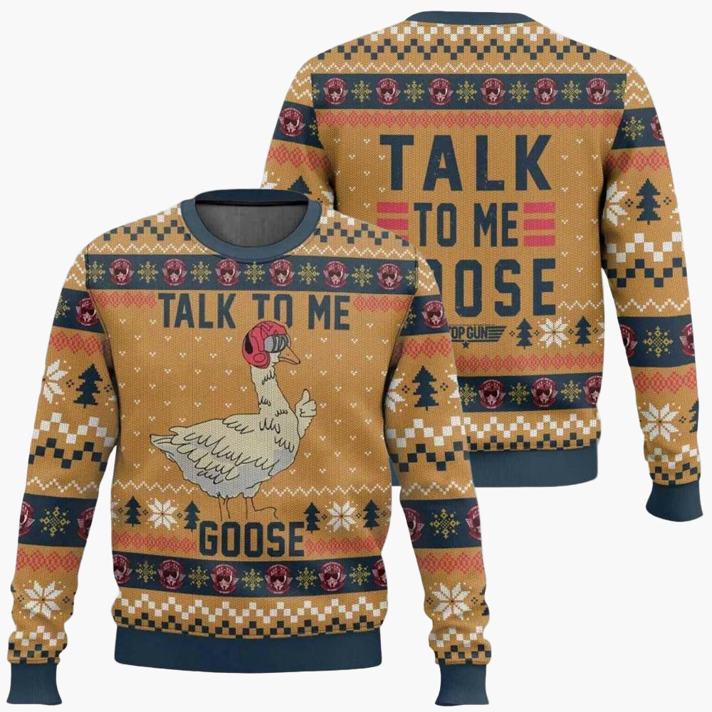 Unisex Weihnachtspullover mit Gans-Motiv und Schriftzug – Lustiger Ugly Christmas Sweater für Erwachsene