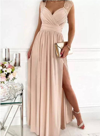 Judith – Boho Spaghetti-Träger Kleid mit Schlitz