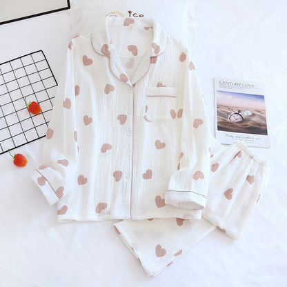 Georgina – Doppelschichtige, lockere, 100% Baumwolle Crepe Pyjama-Anzug