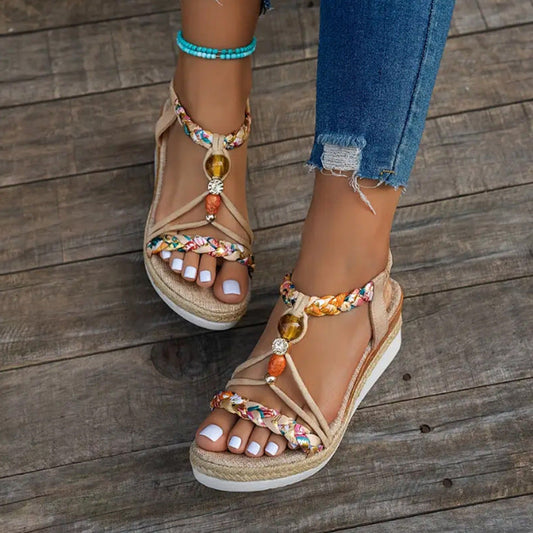 Natalie – Vegane Leinen-Sandalen mit Wabenstruktur