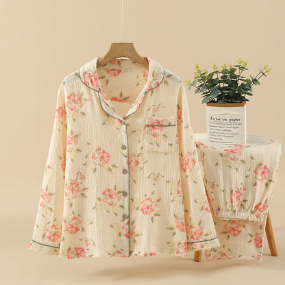 Georgina – Doppelschichtige, lockere, 100% Baumwolle Crepe Pyjama-Anzug
