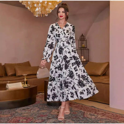 Georgina – Slim V-Ausschnitt Langarm Kleid