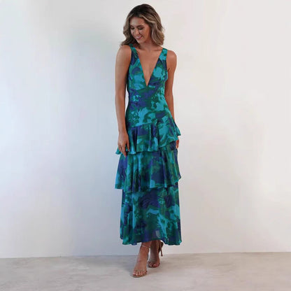 Damen Maxikleid mit Volants – Elegantes Chiffon Sommerkleid für besondere Anlässe