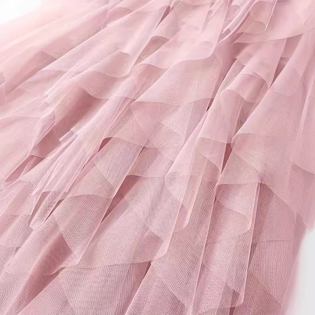 Damen Tüll Volantrock Asymmetrisch – Eleganter Sweet Style Rock für Alltag und besondere Anlässe