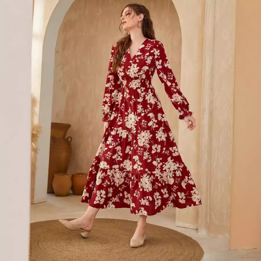Georgina – Slim V-Ausschnitt Langarm Kleid