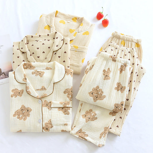 Georgina – Doppelschichtige, lockere, 100% Baumwolle Crepe Pyjama-Anzug