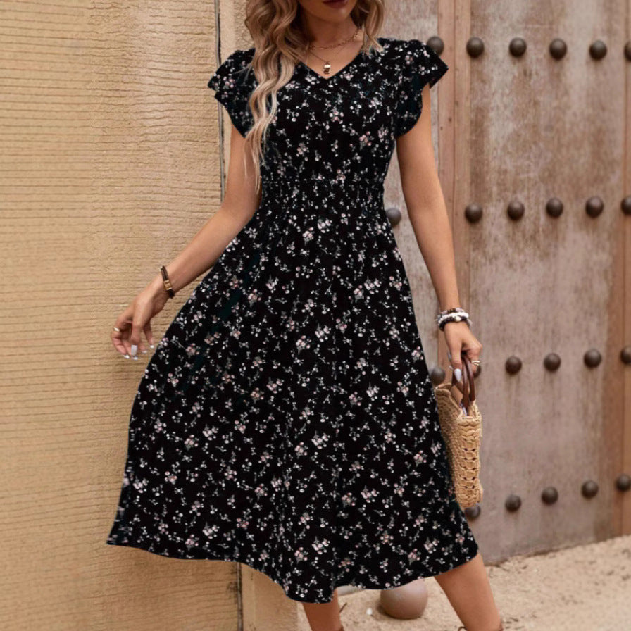 Amy – Elegantes Damenkleid mit V-Ausschnitt und Gürteldetails