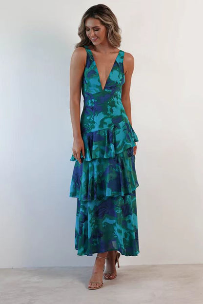 Damen Maxikleid mit Volants – Elegantes Chiffon Sommerkleid für besondere Anlässe
