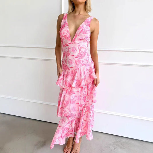Damen Maxikleid mit Volants – Elegantes Chiffon Sommerkleid für besondere Anlässe